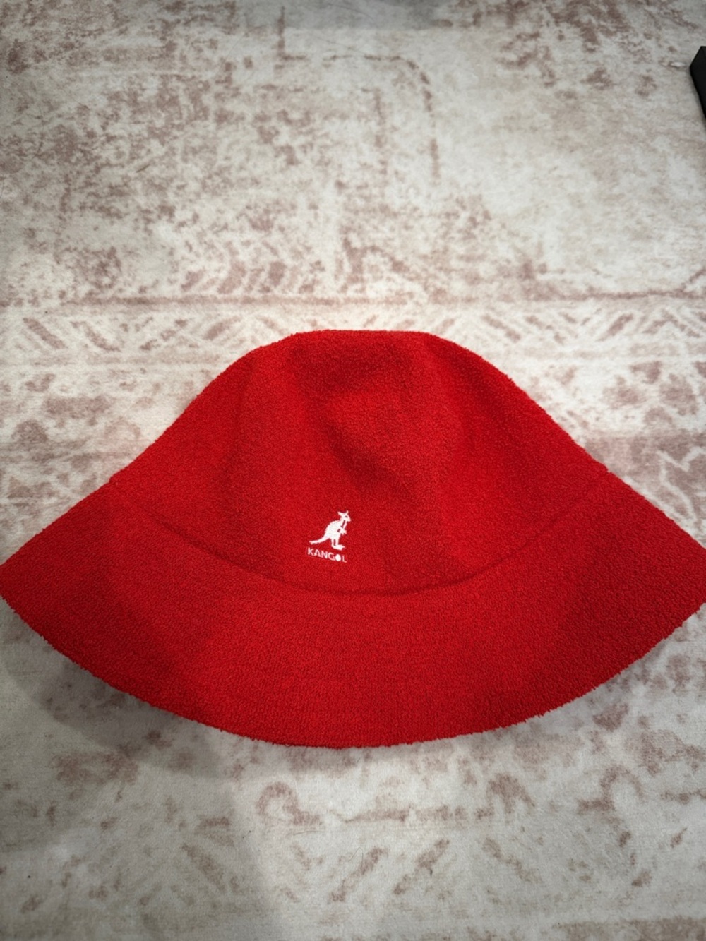 NWOT Kangol Bright Red Terry Bucket Hat with Embroidered Logo